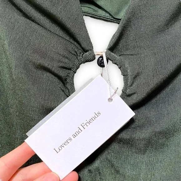 NWT Lovers + Friends Marais Cutout Mini Dress Shrug in Olive Green Size XS - Picture 7 of 11